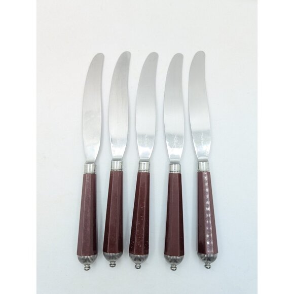 Laslo for Mikasa Silverware Plastic handle Burgundy faceted 17 Pieces HTF READ - Picture 12 of 16